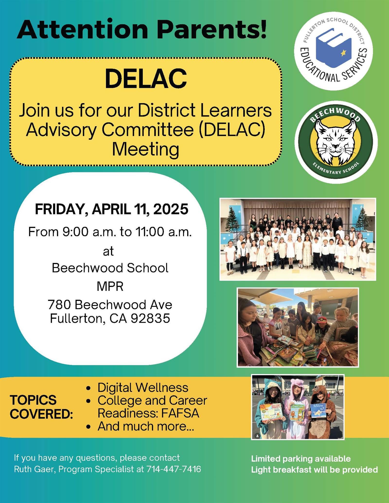  DELAC April 11 at Beechwood